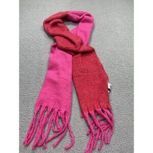 Anthropologie Women Scarf Pink Red Color-block Cold Winter Fall Preppy NEW